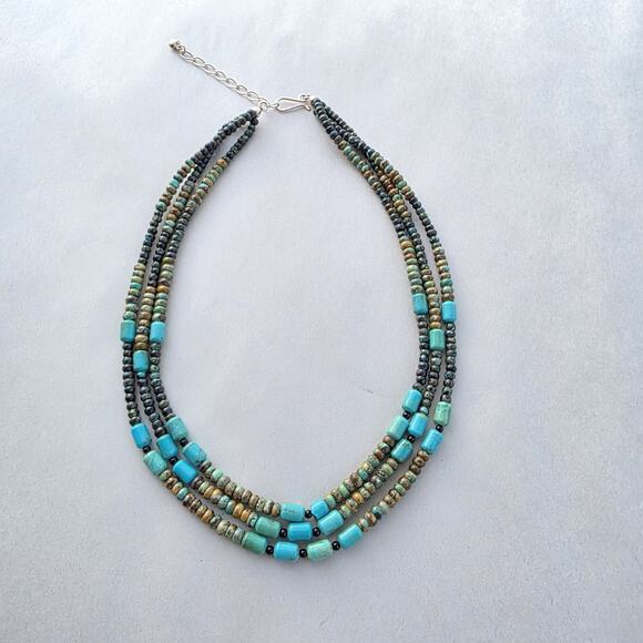 Jay King Multi Strand Necklace 18" African Turquoise New Blue Tan Western - Picture 6 of 11